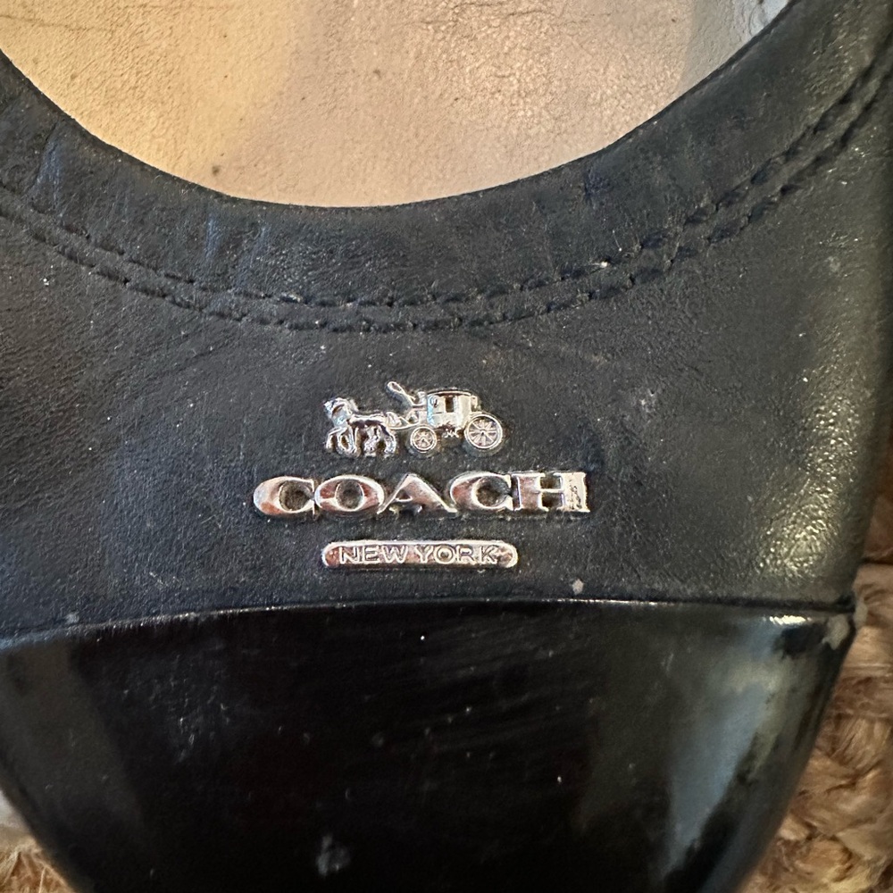 Coach Chelsea Black Leather with Patent Toe Ballet Flats Size 7 - Picture 7 of 10
